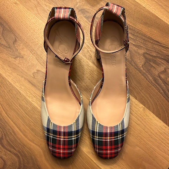 J Crew Tartan Plaid Rhinestone Holiday Heels - Picture 3 of 7